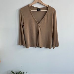 Anxiety Cafe - Tan Cardigan 3/4 Sleeves - 1 Button